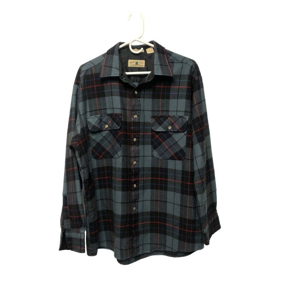 Northwest Territory Flannel Shirt Mens Size Large Green Plaid Vintage 90s